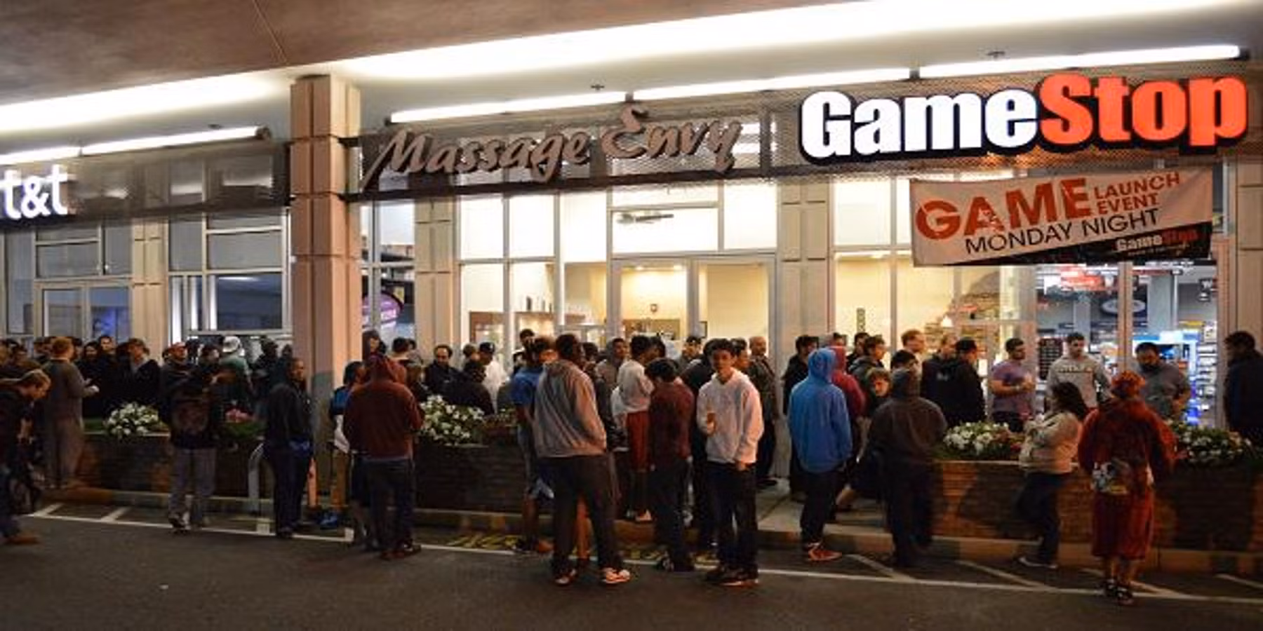 Gamers waiting in line for midnight Nintendo console launch